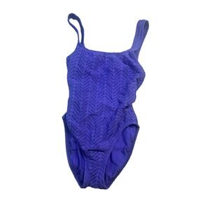 Catalina Purple One Piece w Shorts Women's Size 6 Vintage USA Set Periwinkle
